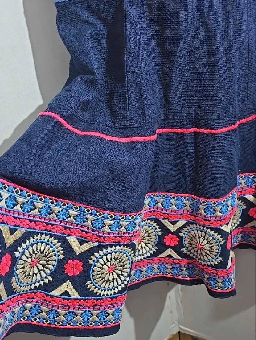 Anthropologie, Shoshanna Navy Dress with  Embroidery